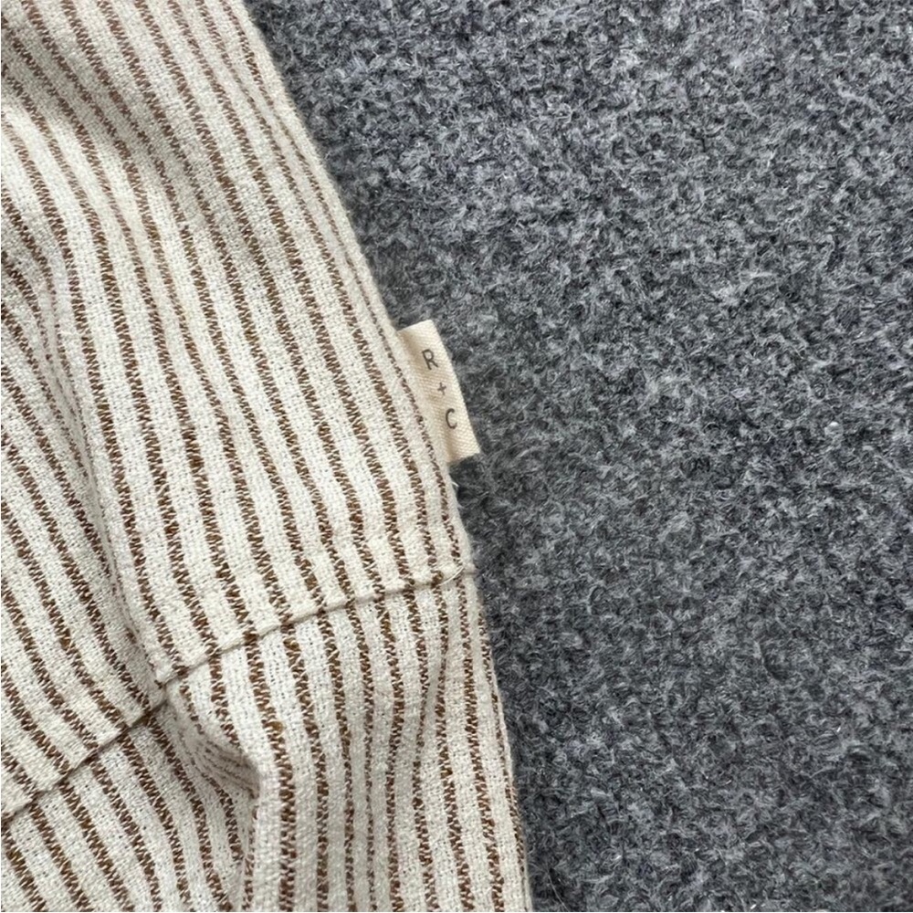 Rylee + Cru Jumpsuit Womens L Multi Linen Blend Stripe Snap Closures Long Sleeve - Picture 3 of 6